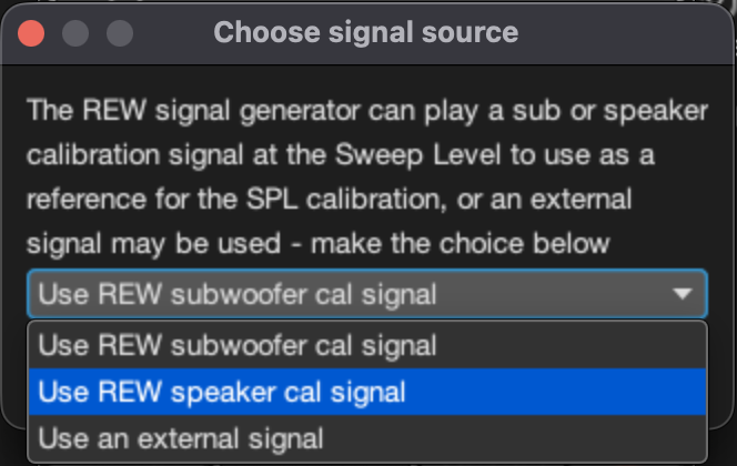 Use REW speaker cal signal